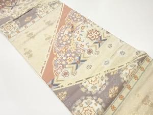 雪輪に華紋・鳳凰・人物模様織出し袋帯